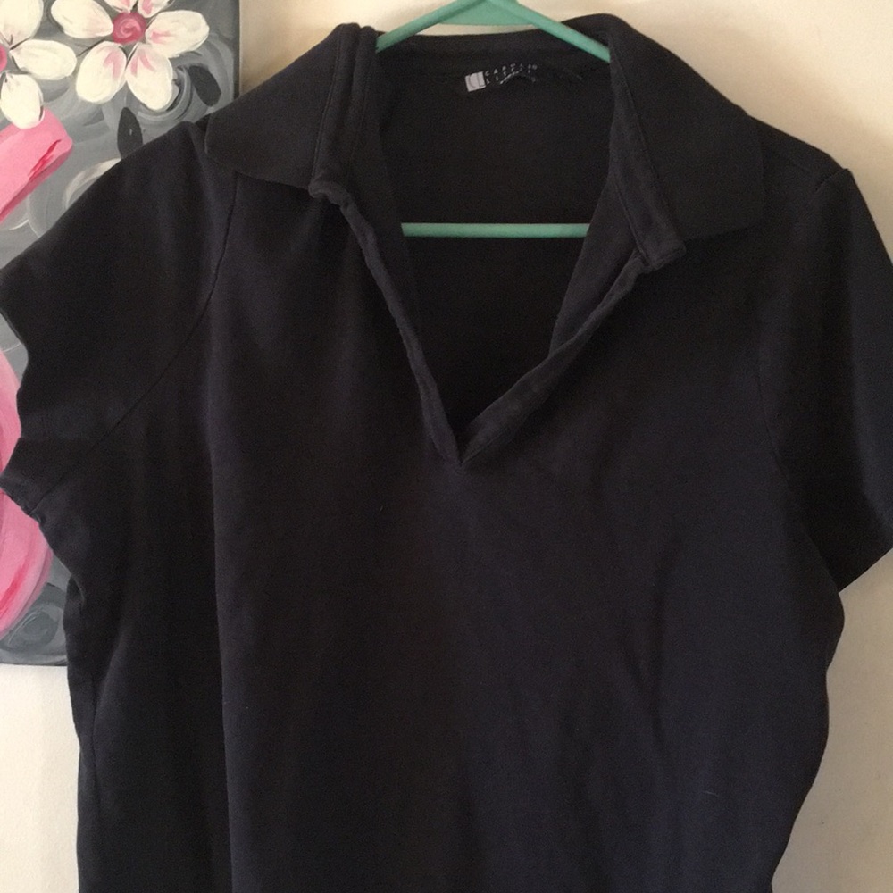 Black 2XL collared top